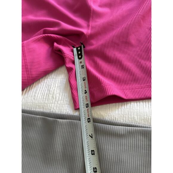 Lot of 2 Biker Shorts Pink Gray 90 Degree Reflex Rib Interlink Everyday 5" Large - Picture 5 of 11